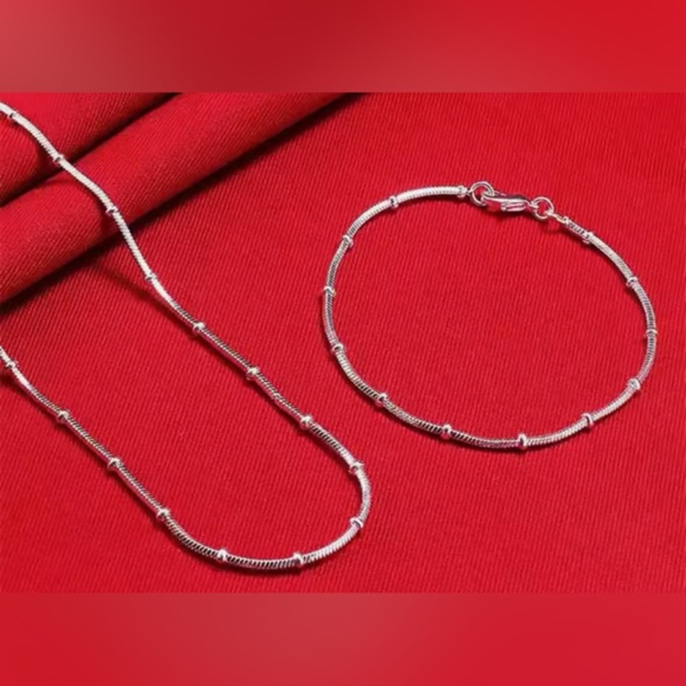 New .925 Sterling Silver Set Necklace & Bracelet